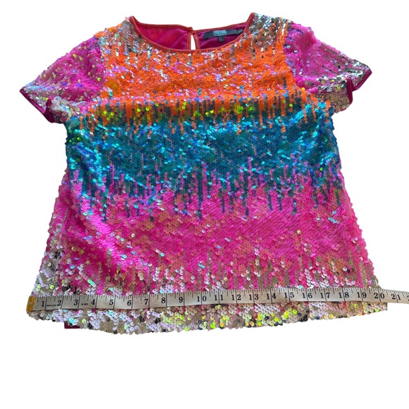 Eva Franco Loretta Multicolor Sequined Tee Vibrant Colorful Whimsy Party Fun S - Picture 11 of 12